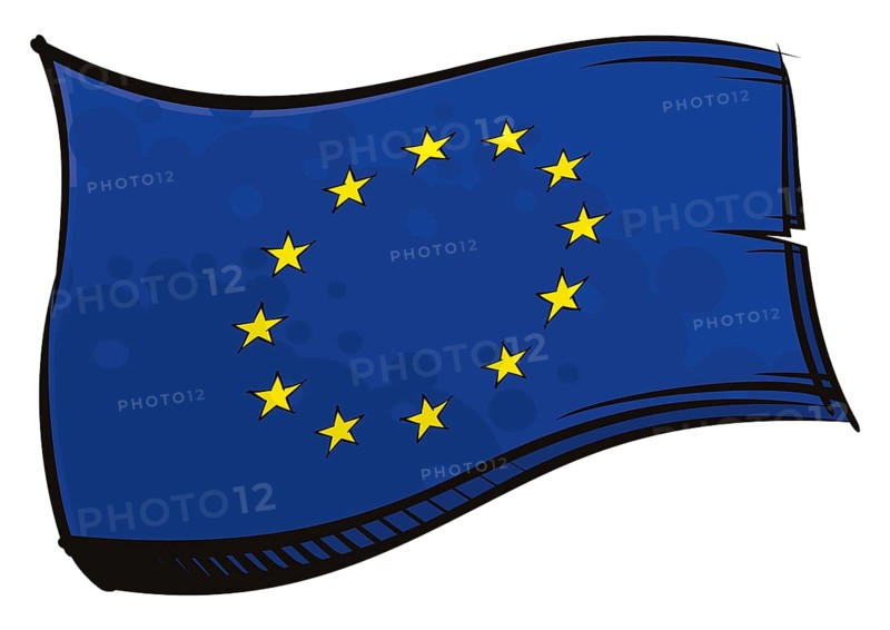 European Union flag created in graffiti paint style