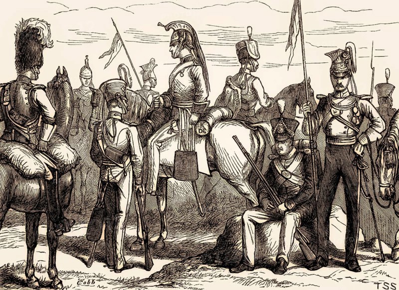 British military uniforms, 19th century, From British Battles on Land and Sea, by James Grant