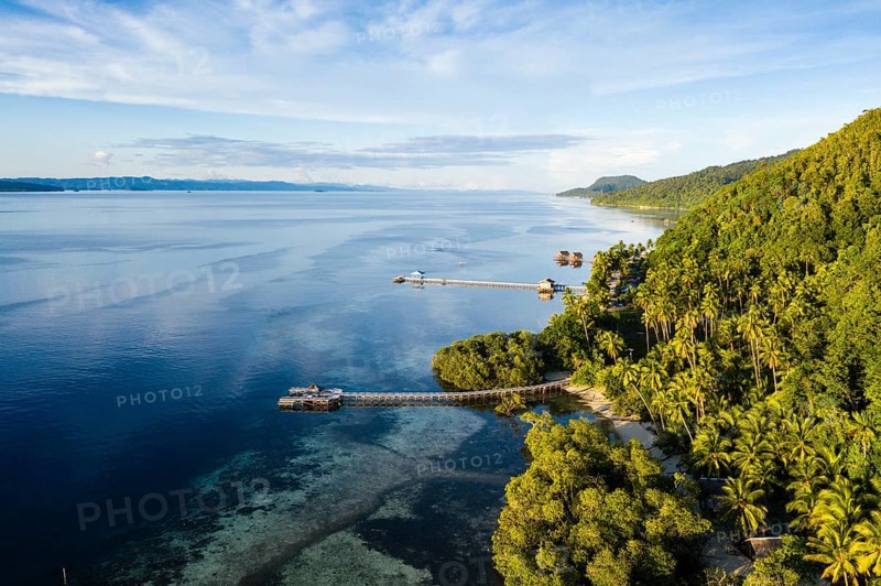 Aerial view of Mansuar Island, Raja Ampat, West Papua, Indonesia, Asia