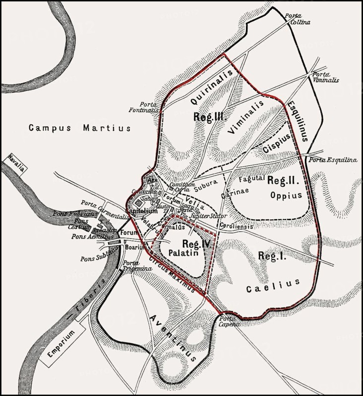 Roma quadrata, the original pomerium of the ancient city of Rome