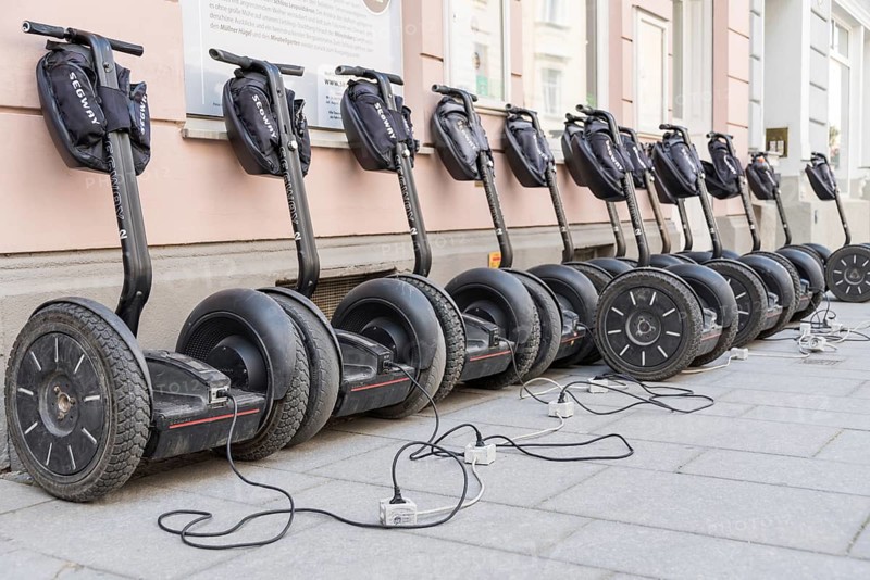 Electric Segway vehicles are charged - mobility through electricity