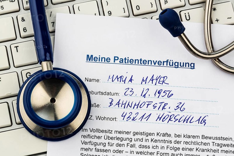 A living will in German. Instructions for the doctor or hospital in the event of a terminal illness. Austria
