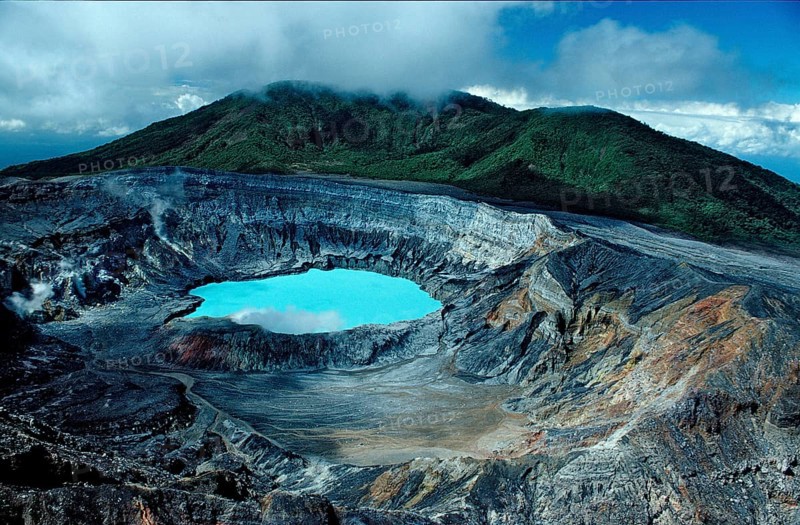 Crater of the Poas volcano, Volcano, Costa Rica, South America, Central America
