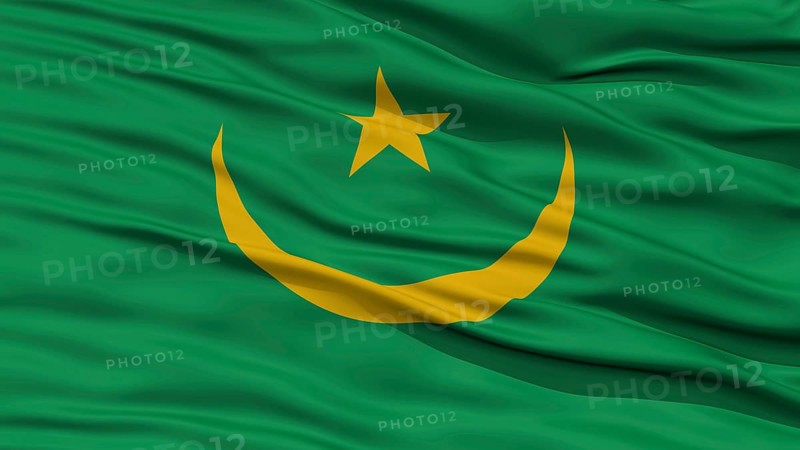 Closeup Mauritania Flag, Waving in the Wind, High Resolution