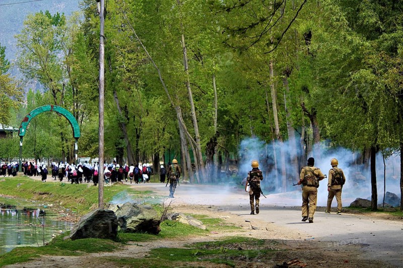 Kashmiri students protesting in Sopore area, Kashmir, India, Asia