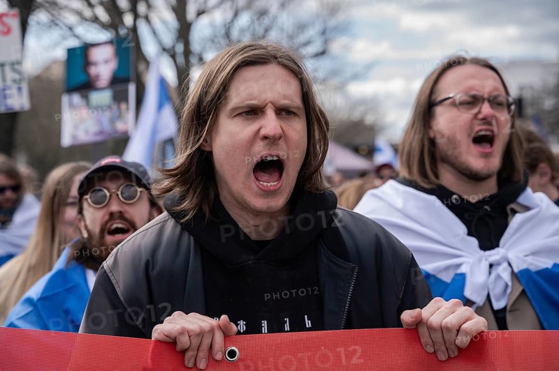 17.03.2024, Berlin, Germany, Europe, Thousands of people protest in front of the Russian Embassy on Unter den Linden in Berlin's Mitte district under the title, Europe