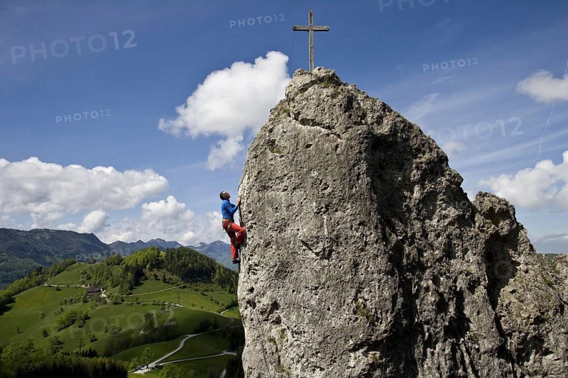Climbing on the mountain in Ennstal, Austria, Europe