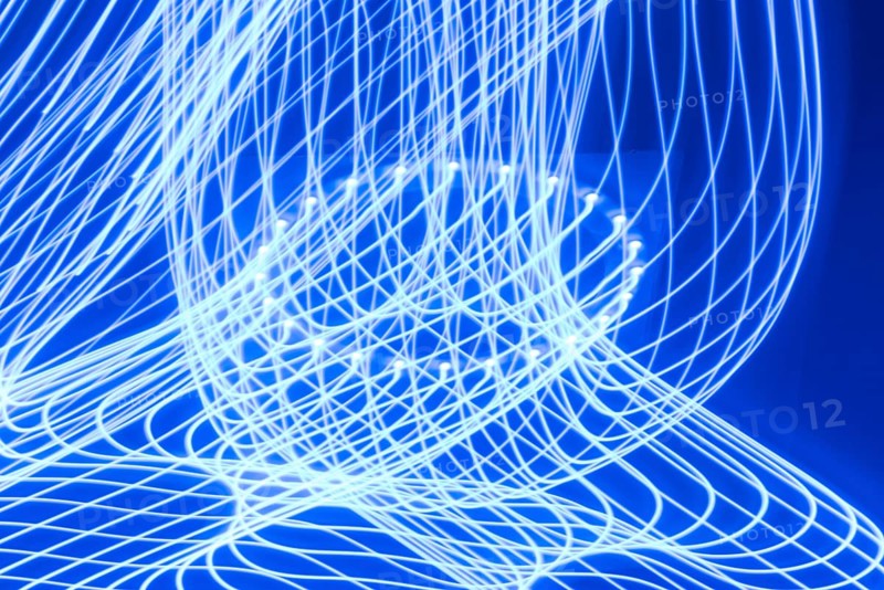 Abstract light strips with blue light - motion blur due to long exposure