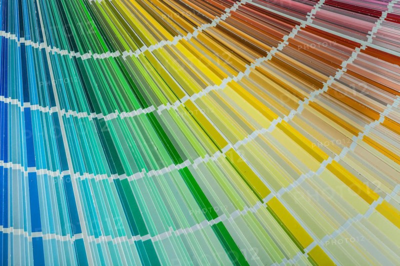 Multi-coloured Pantone fan top view