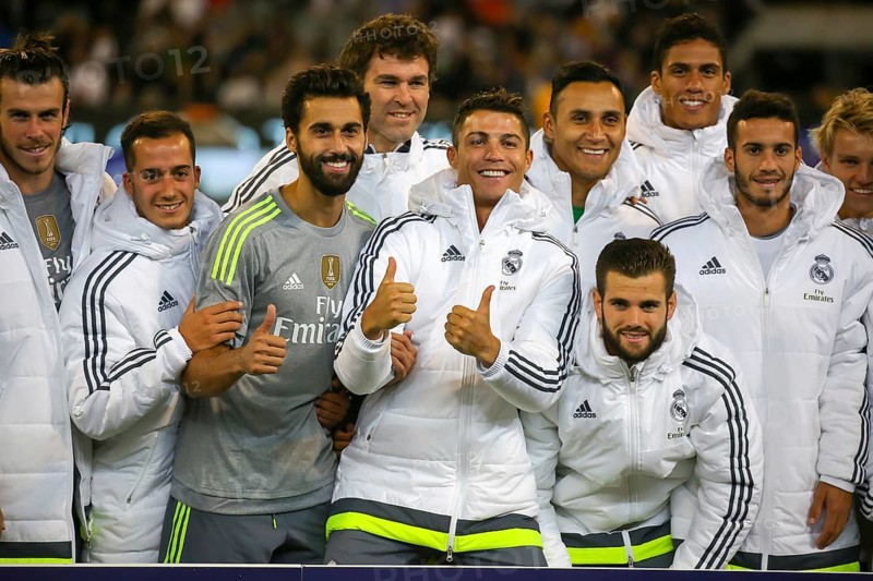 MELBOURNE, AUSTRALIA, JULY 24: Cristiano Ronaldo and team mates celebrate winning the 2015 International Champions Cup