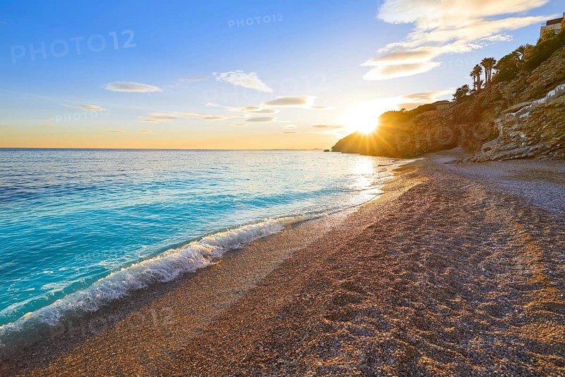Esparrello beach playa in Villajoyosa of alicante in Spain also Asparrallo in Vila Joiosa at Costa Blanca