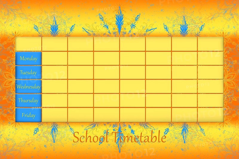 School Timetable Schedule With Colorfull Background 3D illustration