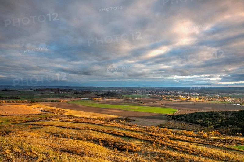 Amazing autumn view from Rana Hill in Central Bohemian Uplands, Czech Republic. Central Bohemian Uplands is a mountain range located in northern Bohemia. The range is about 80 km long