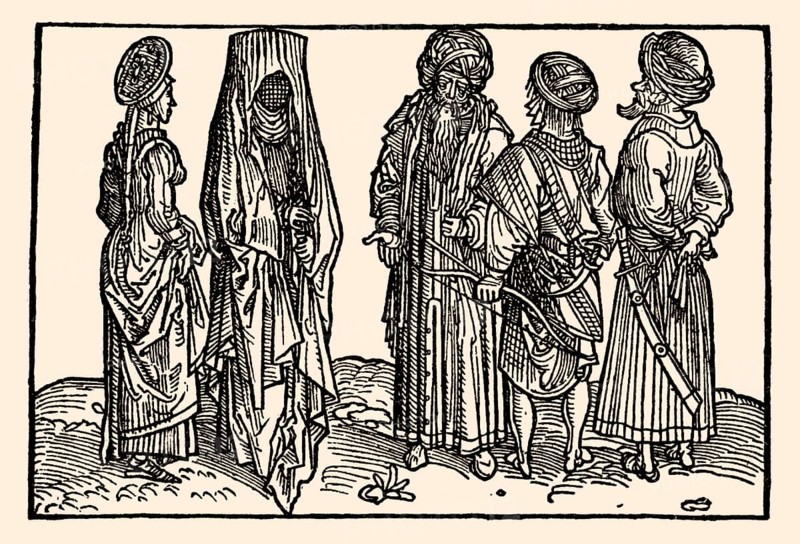 Saracens and Indian priests, Bernhard von Breidenbach, Peregrinatio in terram sanctam, 1486