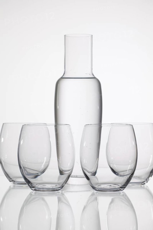 Glasses of water on the glass table