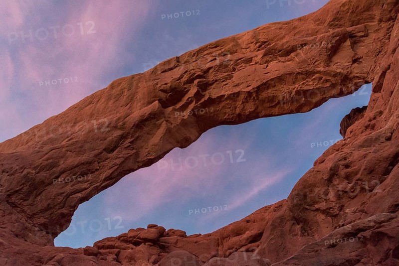 Sunset over Turret Arch in the Arches National Park, USA, North America