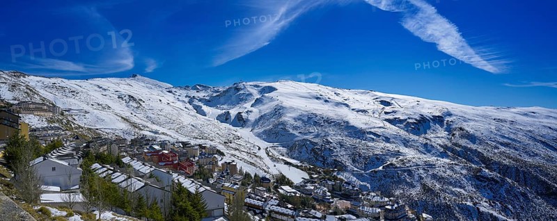 Sierra Nevada village and snow ski resort in Granada of Spain