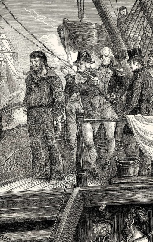Nelson and the signal disregarding the order of his superior, Admiral Sir Hyde Parker, Battle of Copenhagen, April 2, 1801, From British Battles on Land and Sea by James Grant