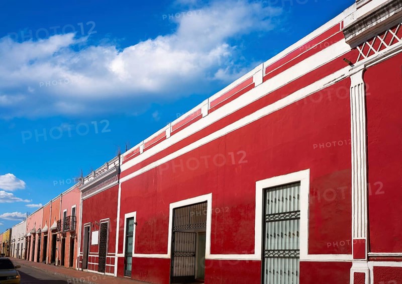 Valladolid city colorful facades Yucatan in Mexico
