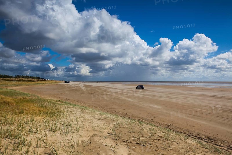 On the amazing Sonderstrand beach on the Romo peninsula, Jutland, Denmark. Scenery after heavy rain.This beach is favorite for kiteboarding, surfing etc