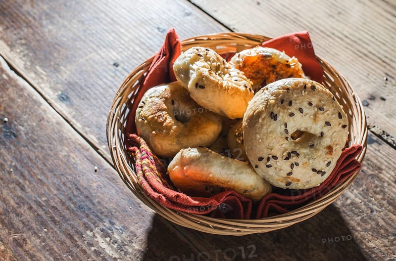 Bagels in a tray