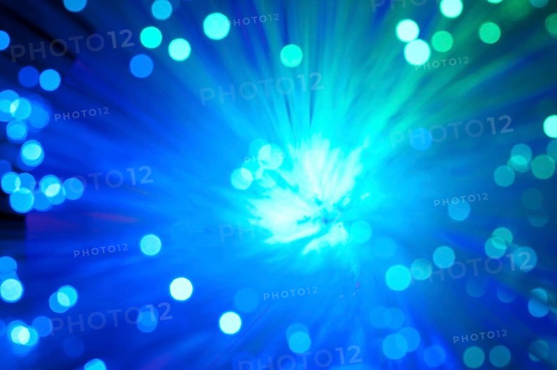 Optical fibers of fiber optic cable. Internet technology.Blue color