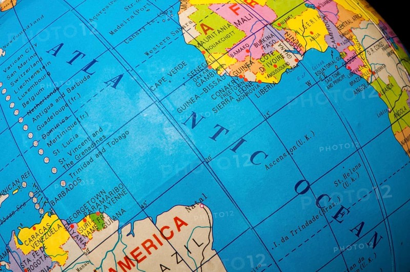 Atlantic ocean of the globe