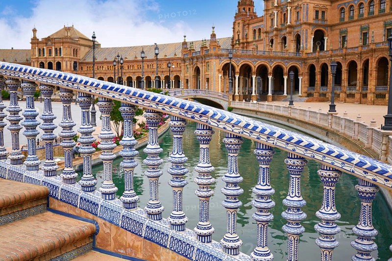 Seville Sevilla Plaza de Espana ceramic balustrade Andalusia Spain square