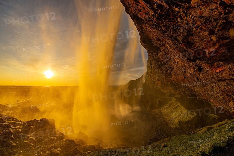Behind Seljalandsfoss, south coast, Iceland, Europe