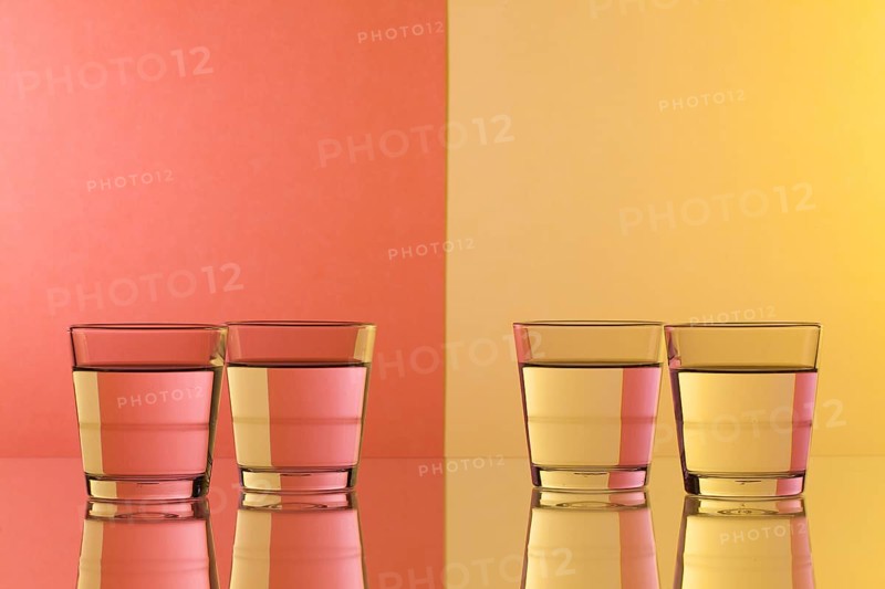 Glasses of water on the glass table