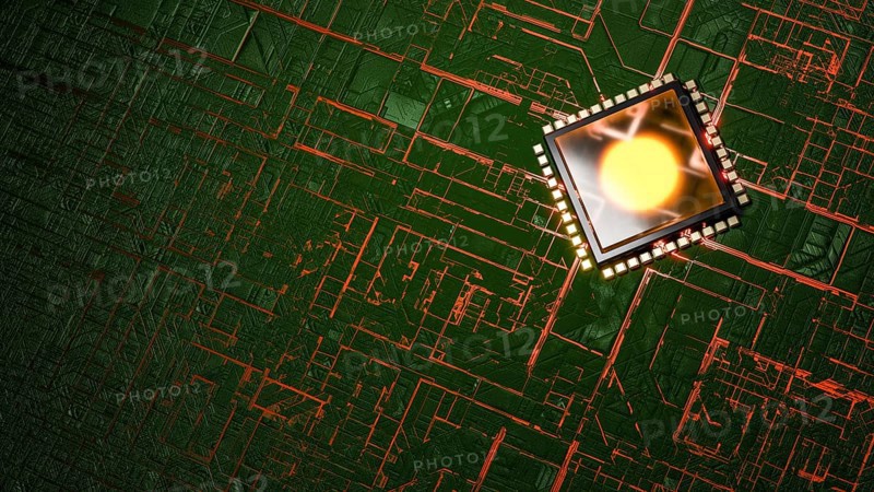 Modern cpu future glow dark background 3D illustration