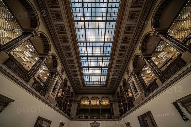 Brussels Old Town, Brussels Capital Region, Belgium, 12 06 2019 Art nouveau ceiling of the Royal museum of Fine Arts in Art Nouveau style, Europe