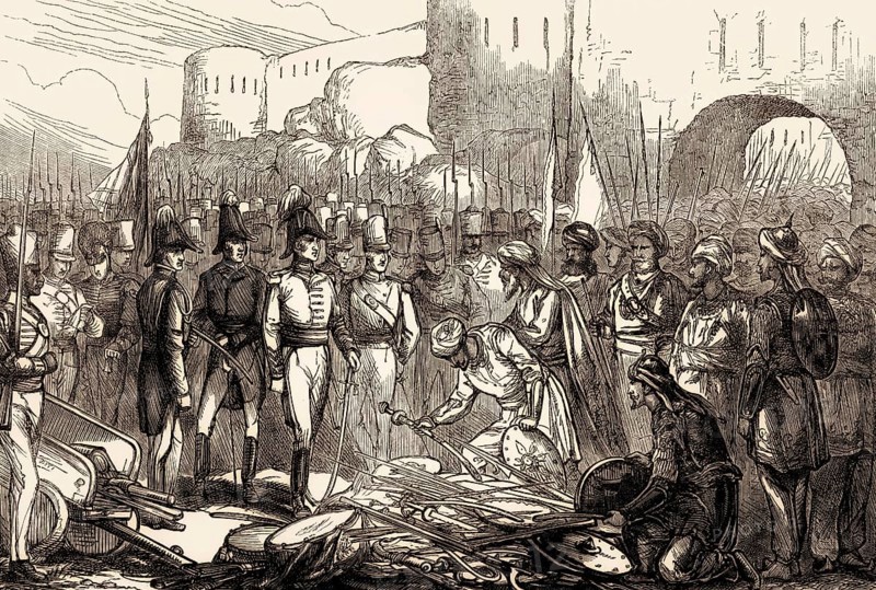 Surrender of Asirgarh Fort, Third Anglo-Maratha War, India, 1819, From British Battles on Land and Sea, by James Grant, Asia