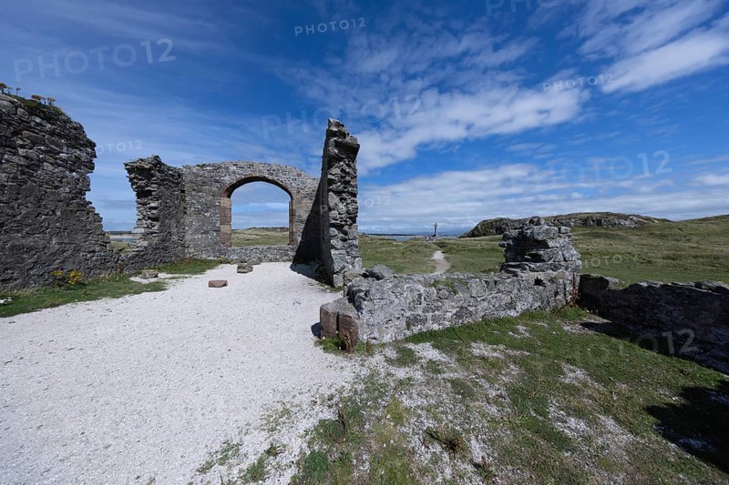 Ruins of the ruined St Dwynwen Church, Llanddwynn Island, Newborough, Anglesey, Wales, Great Britain