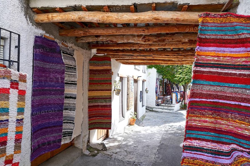 Alpujarras blankets rugs in Granada traditional colorful Serape