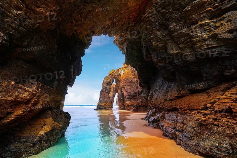 Playa las catedrales Catedrais beach in Ribadeo Galicia of Lugo Spain
