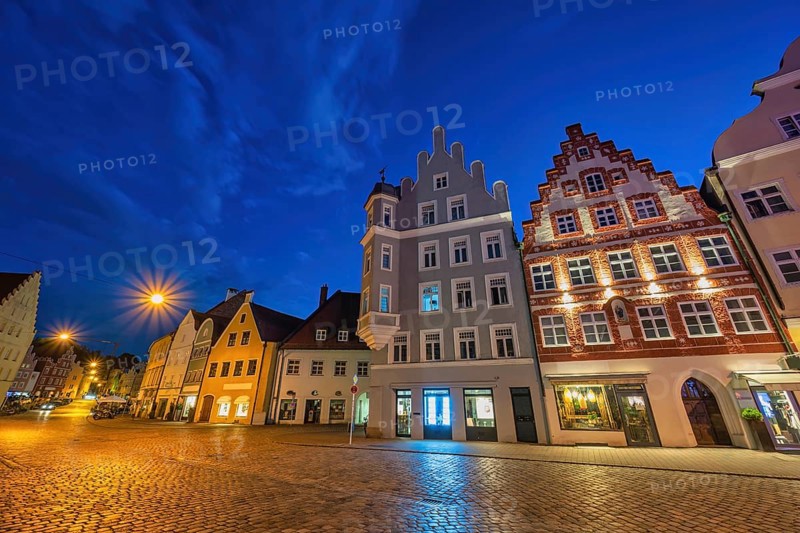 Landshut Germany, night city skyline at Old Town Altstadt street