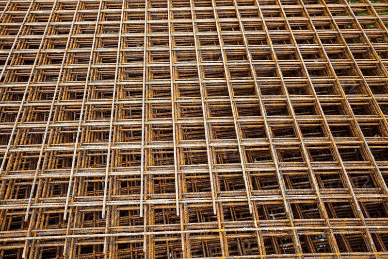 On a construction site there are steel grids to reinforce the Benton slabs Austria