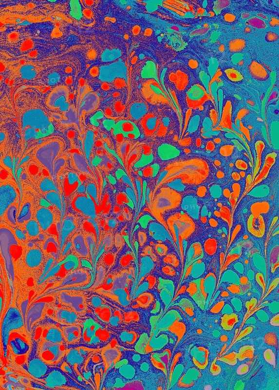 Beautiful abstract art of Ebru marbling painting techniques on water