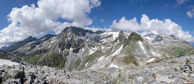 Austrian Alps near the Weissee or White lake in the Hohe Tauern National Park in the summer. Alps. Carinthia. Austria