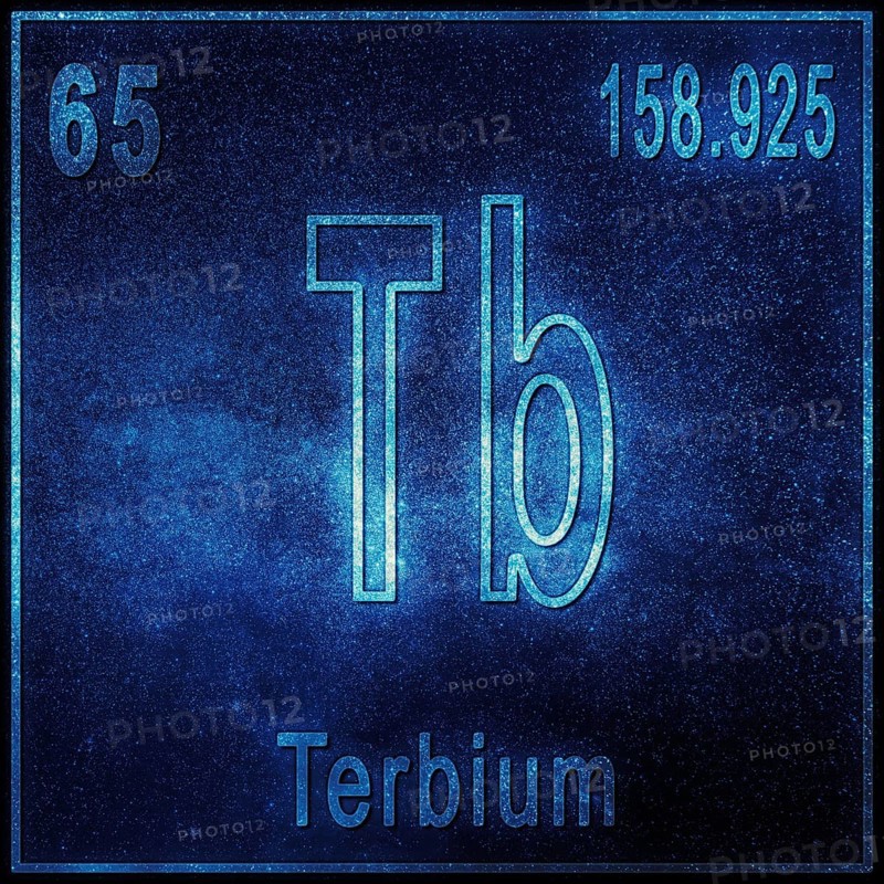 Terbium chemical element, Sign with atomic number and atomic weight, Periodic Table Element
