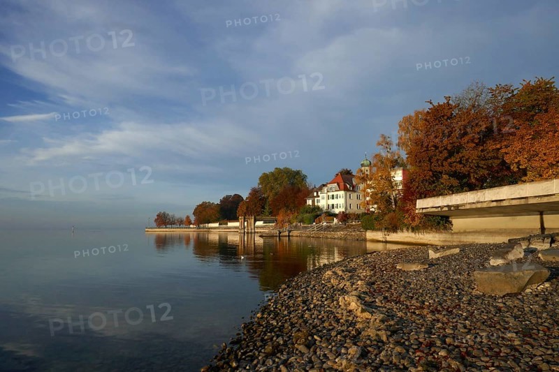 Castle harbour of the royal summer residence in Friedrichshafen on Lake Constance