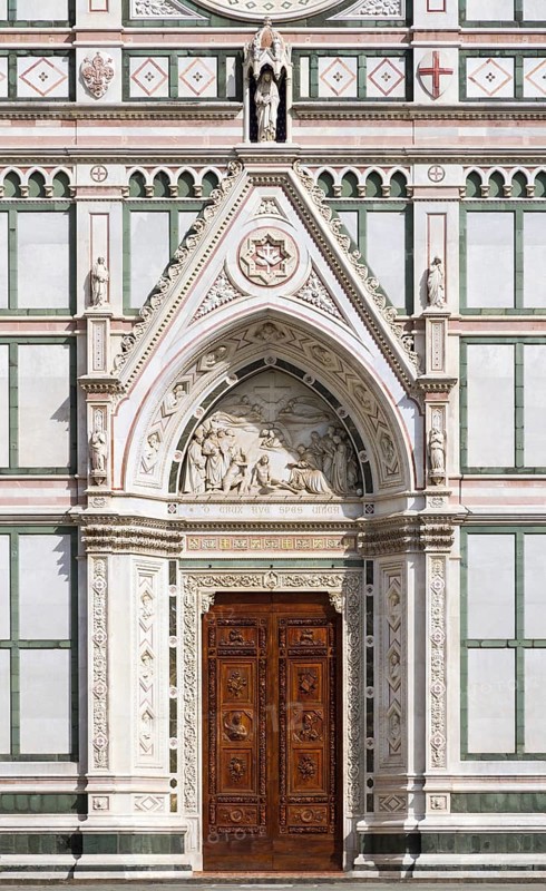 Entrance of Basilica of Santa Croce, Florence, Italy, Europe