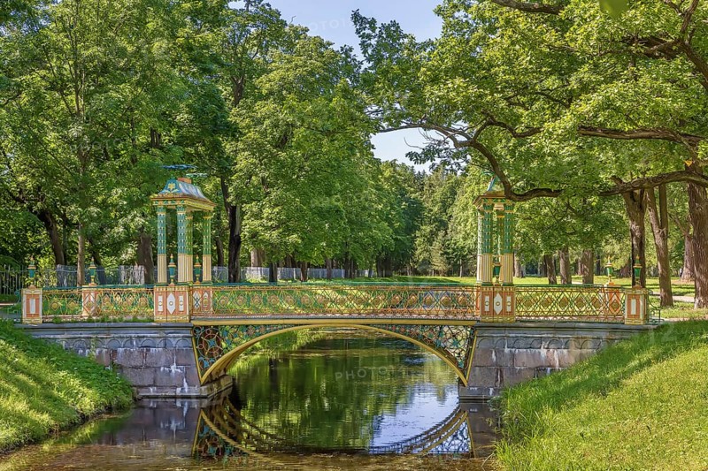 Small Chinese Bridges in Alexander park, Tsarskoye Selo, Russia, Europe