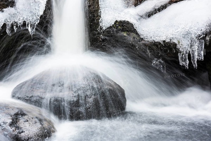 Winter stream, Dundret Nature Reserve, Gällivare, Norrbotten, Lapland, Sweden, October 2016, Europe