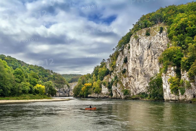 Rocky shores of the Danube near Kelheim, Germany, Europe
