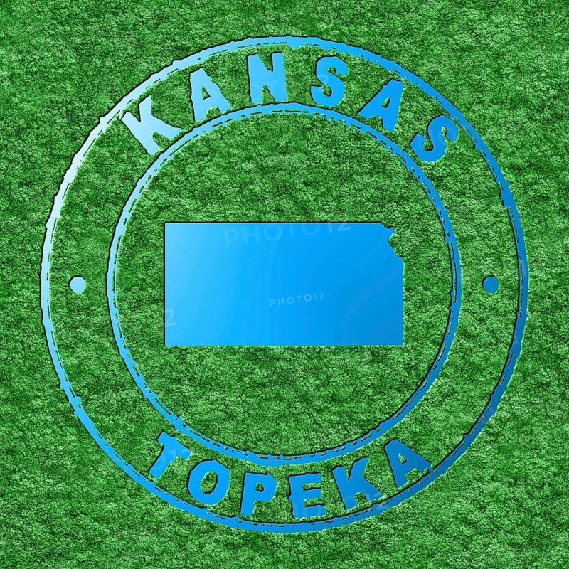 Map of Kansas, Forest with Water Map, CO2 Reduction