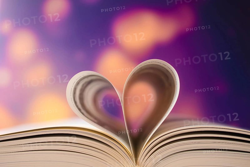 Book pages that form a heart shape