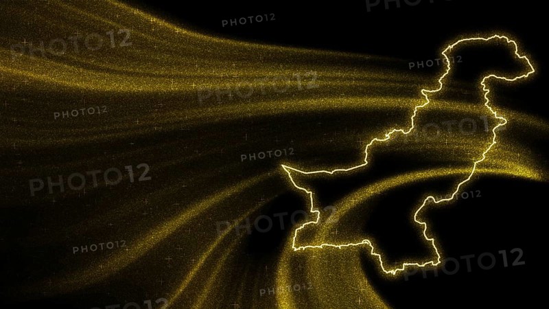 Map of Pakistan, Gold glitter map on dark background