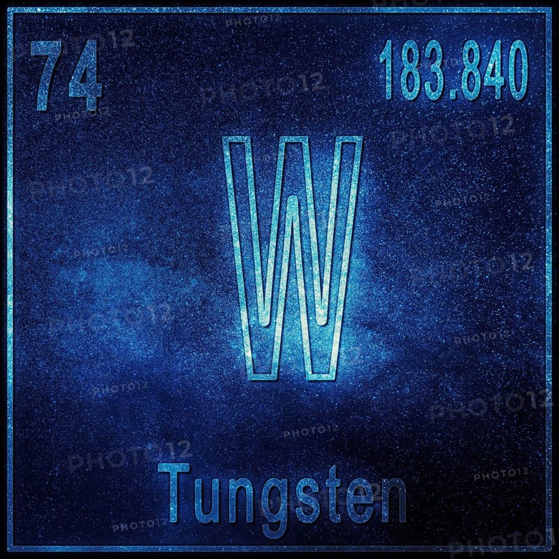 Tungsten chemical element, Sign with atomic number and atomic weight, Periodic Table Element